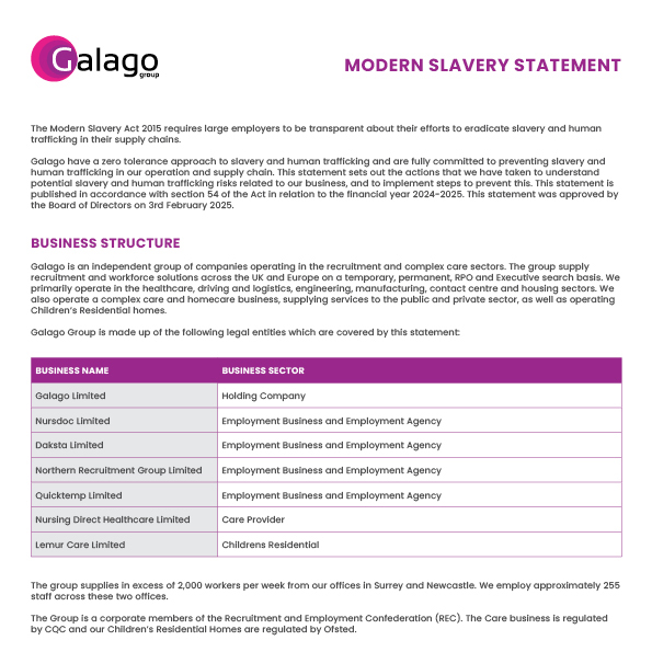 Galago - Modern Slavery Statement