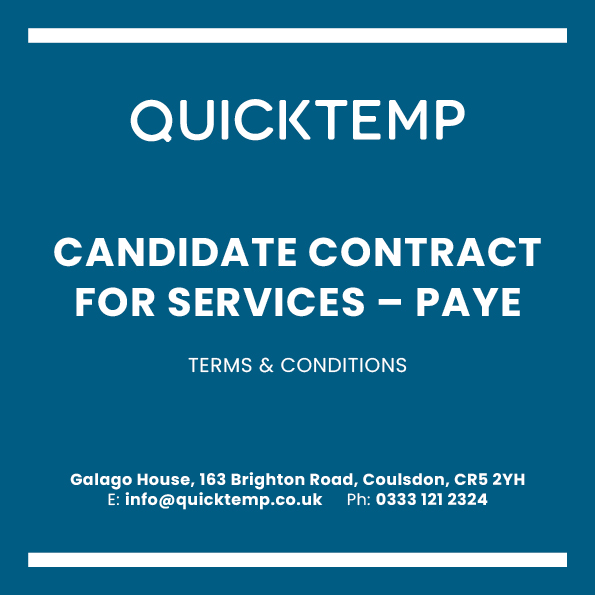 Quicktemp - PAYE - Candidate Contract for Services